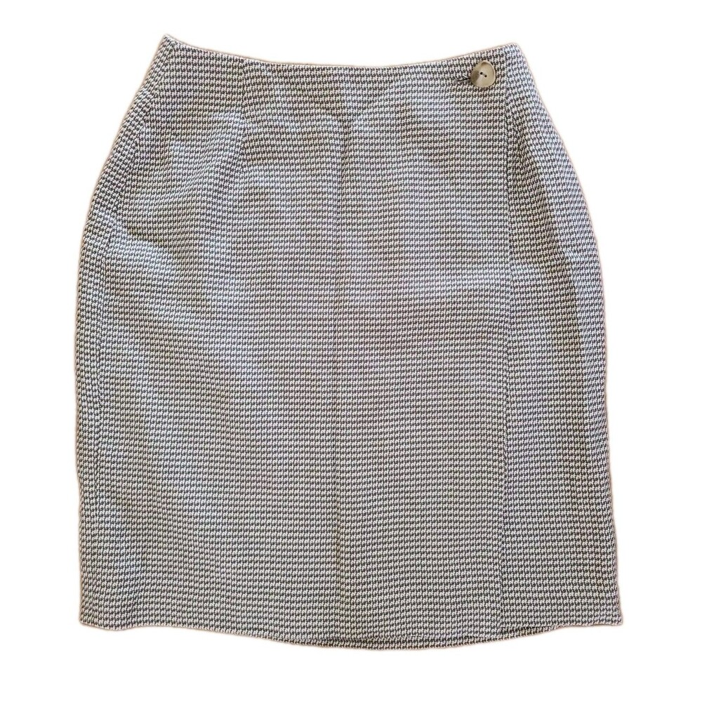 Ann Taylor Womens Plaid Wrap Skirt Textured Pencil High Waist Brown Sz 2